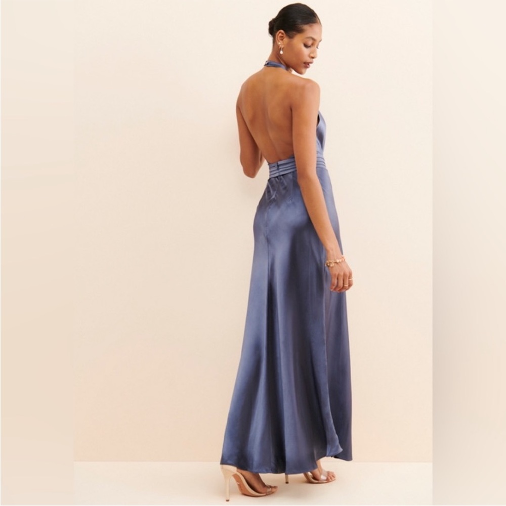 Keepsake the Label for Anthropologie Slate Blue Halter Formal Dress - Picture 13 of 13